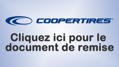 Remise jusqu'à 100$ sous forme de carte prépayée Visa Cooper Tires à l'achat de 4 pneus Cooper sélectionné