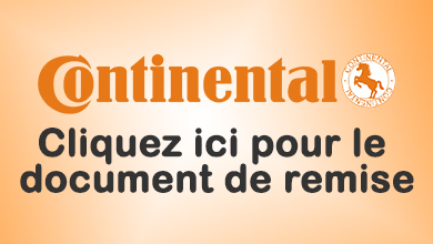 Remise jusqu'à 100$ sous forme de carte prépayée Visa de Continental Tire, à l'achat de 4 pneus Continental sélectionné