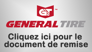 Remise de 50$ sous forme de carte prépayée Visa de General Tire, à l'achat de 4 pneus sélectionnés