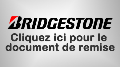 Remise jusqu'à 120$ sous forme de carte prépayée Visa, à l'achat de 4 pneus Bridgestone sélectionnné