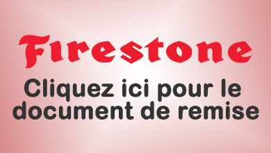 Remise jusqu'à 110$ sous forme de carte prépayée Visa, à l'achat de 4 pneus Firestone sélectionnés